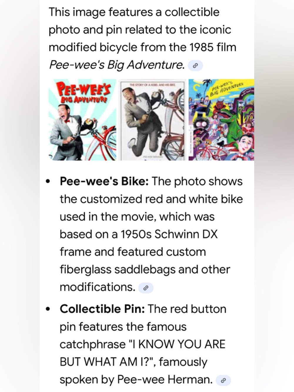 80s Pee Wee Herman bike movie postcard quote pin I know you are but what am I - Picture 16 of 16